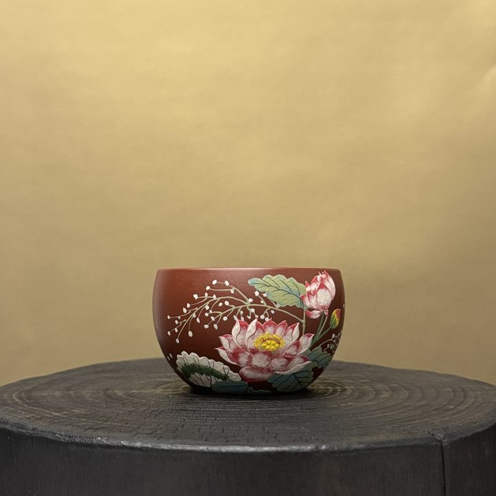 【古月壶来】XY705朱泥“荷塘“主人杯