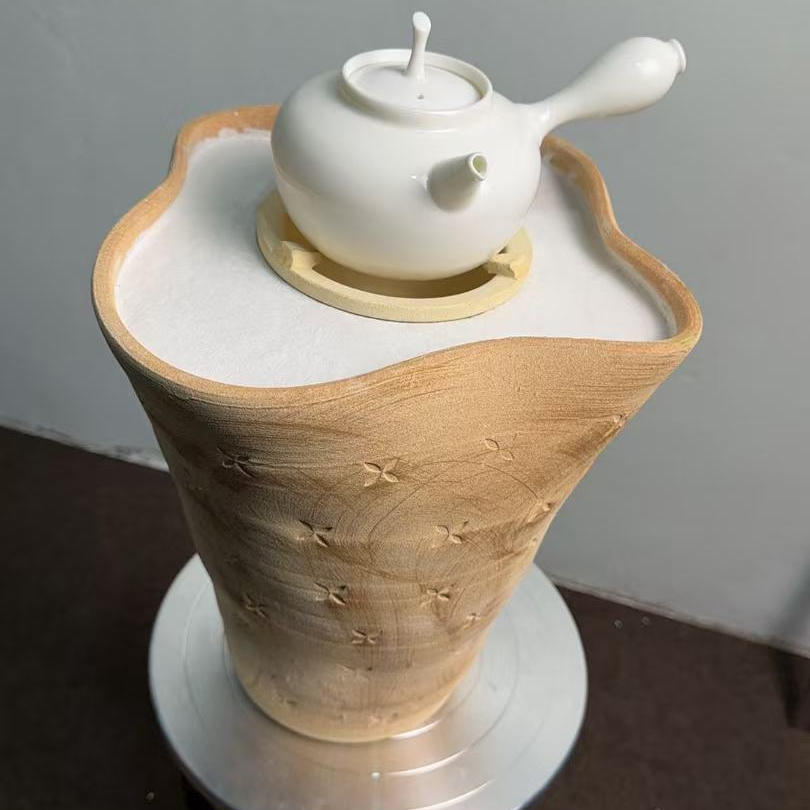 素卷陶瓷花瓶手工炉子可做花盆插花