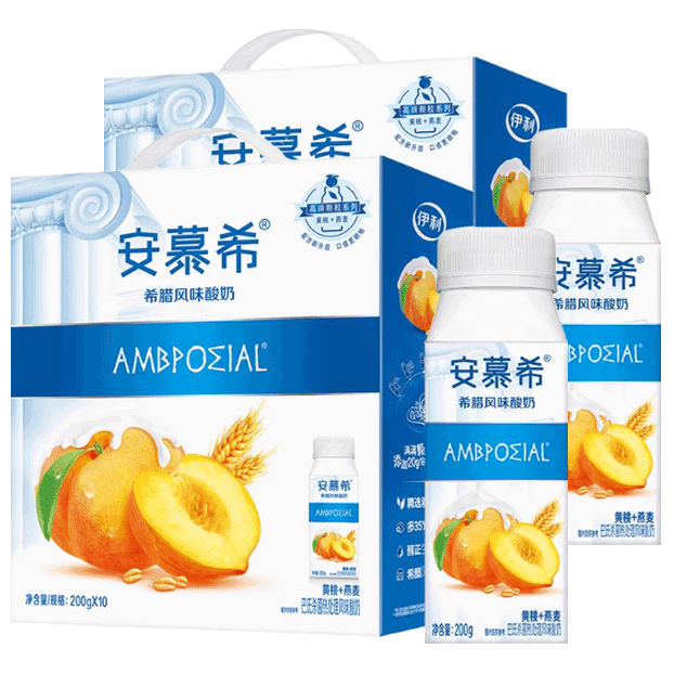 伊利【6月2提】安慕希黄桃燕麦颗粒200*20巴氏营养风味酸奶喝到12月