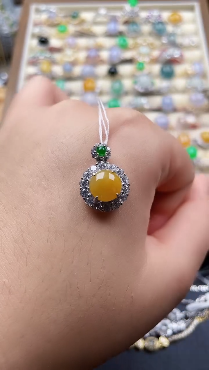 颈饰银S925镶嵌翡翠129