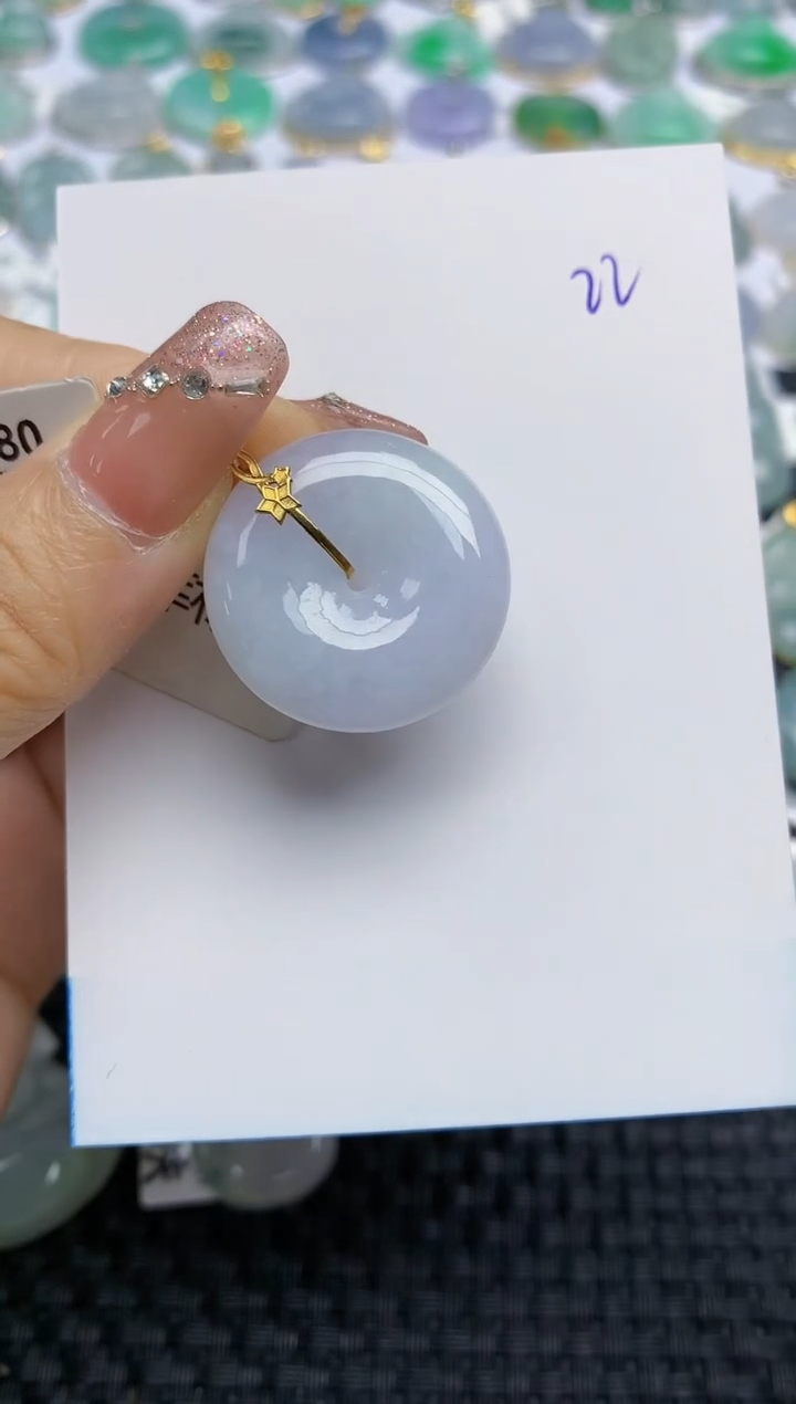 【闪购商品】翡翠颈饰18K金镶嵌天然A货翡翠 22