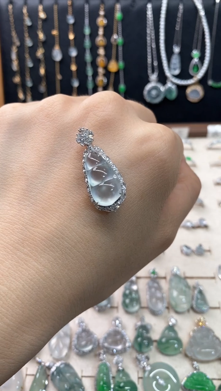 翡翠18K金镶嵌吊坠(不含链)18k吊坠