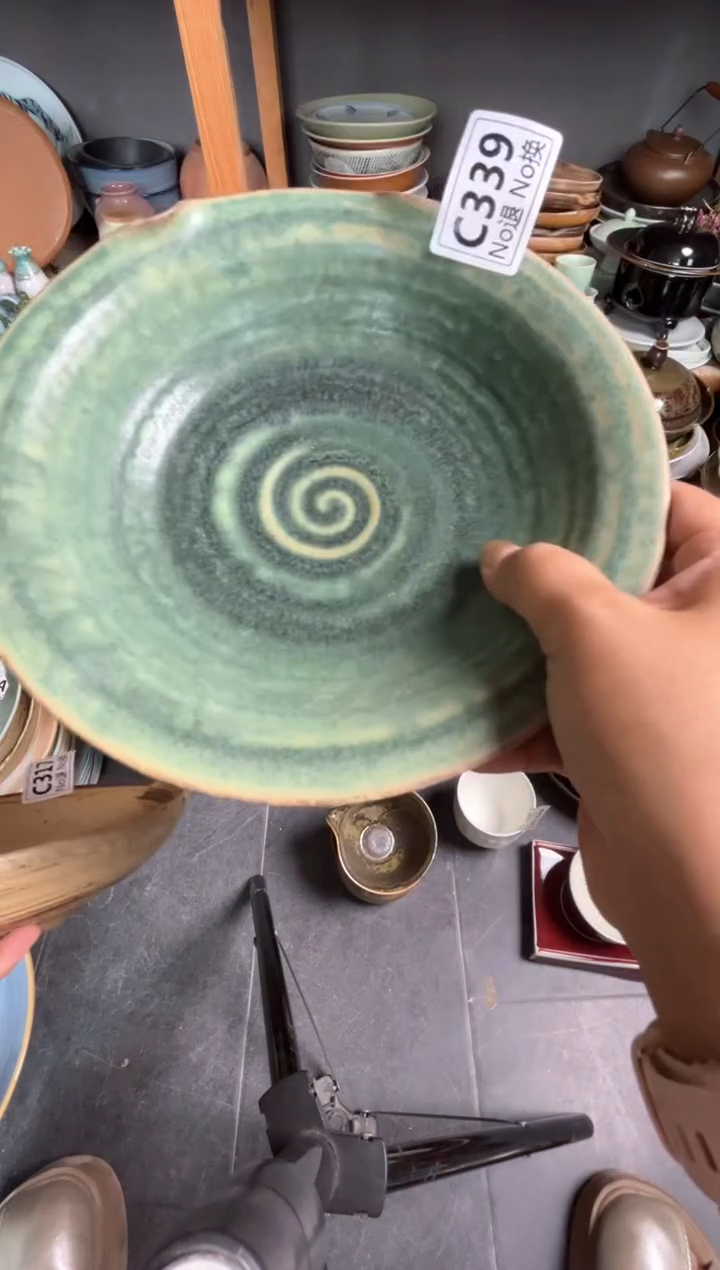 瓷片海**心c339绿色异型盘