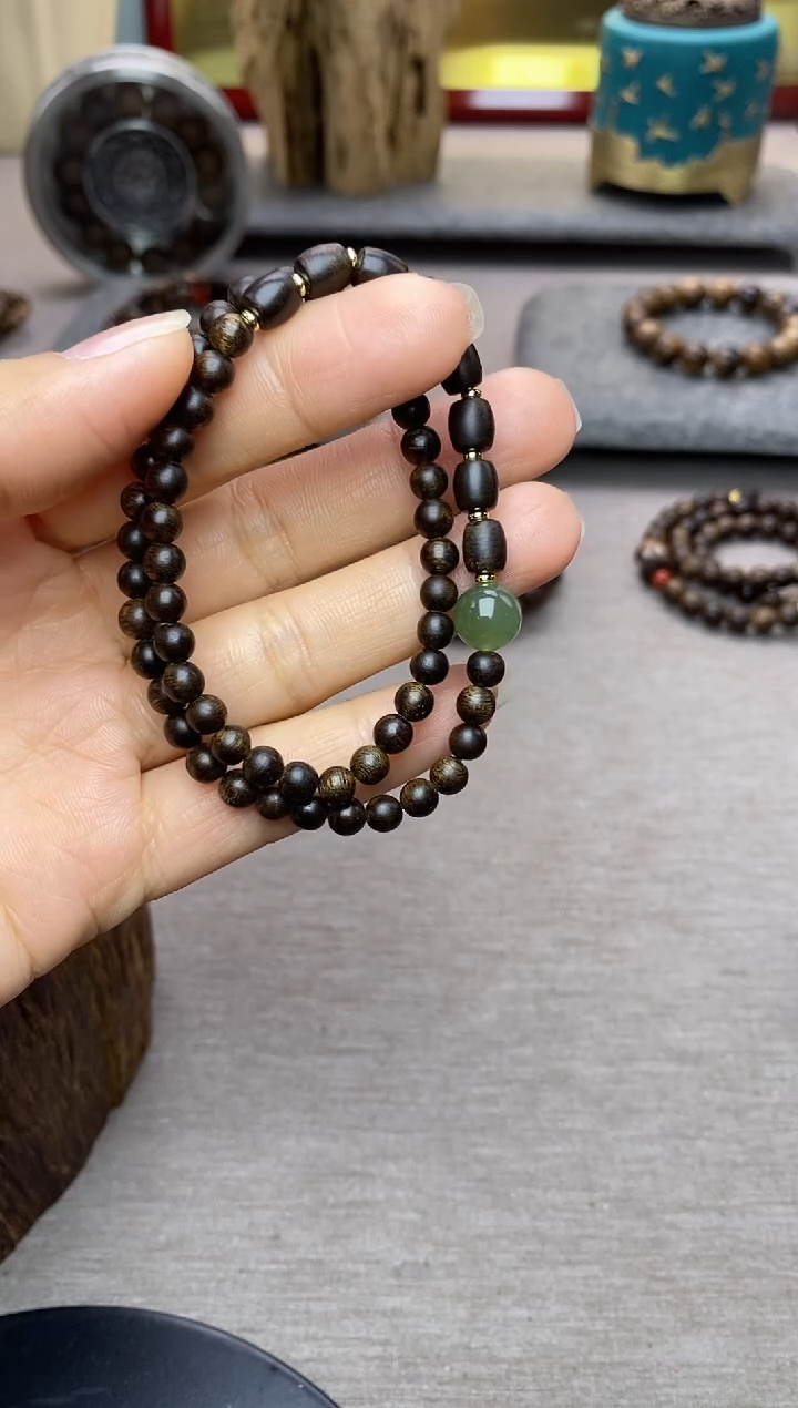 【闪购商品】沉香手串顺化紫棋05+白棋8颗 双圈沉水