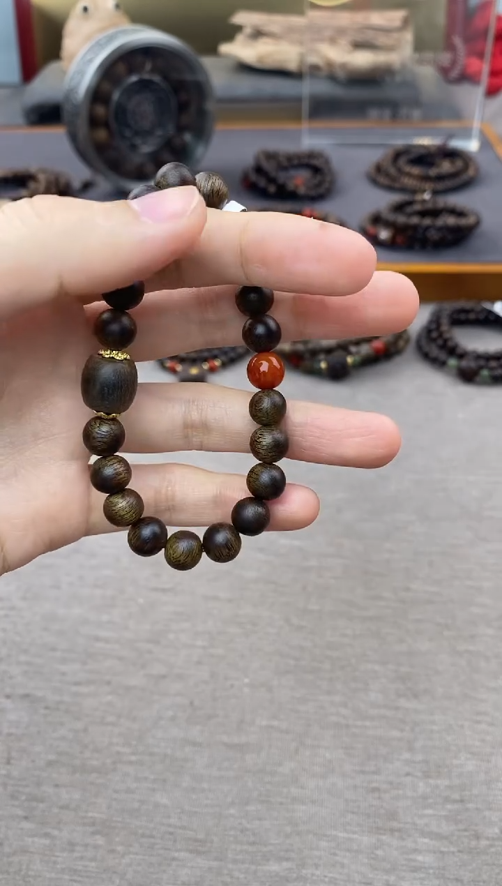 【闪购商品】沉香手串紫棋08+白棋单珠沉水老料