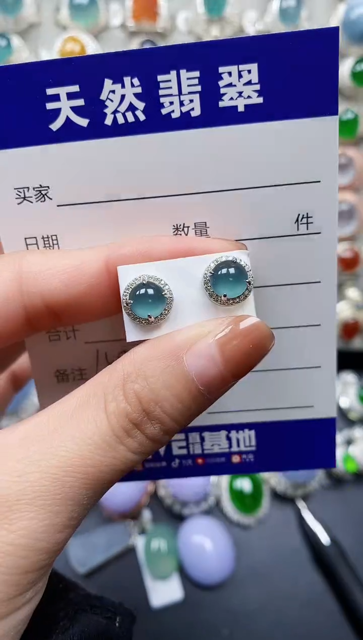 【闪购商品】翡翠耳饰银S925镶嵌0158