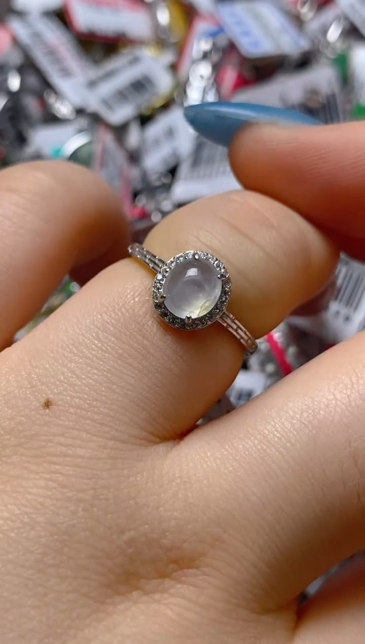 银S925镶嵌戒指翡翠百内无证书