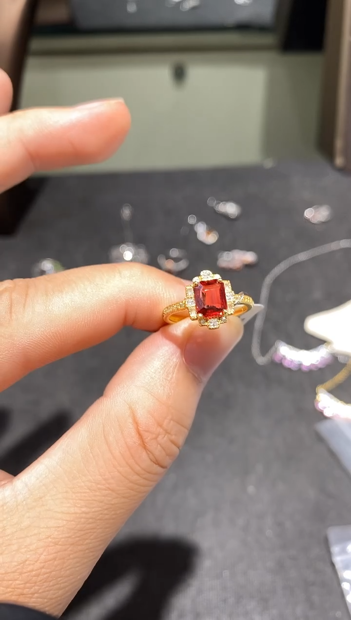 戒指蓝宝石银S925镶嵌戒指