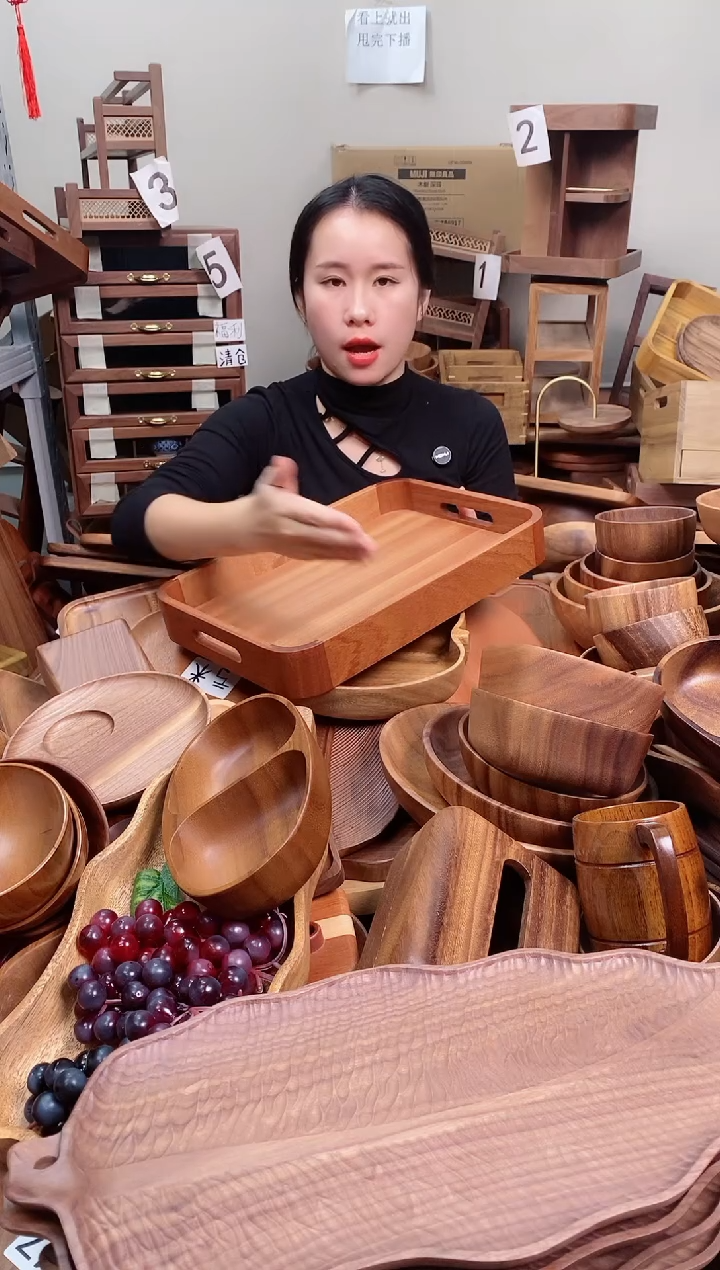 木  乌檀木圆角托盘36*26*5cm 