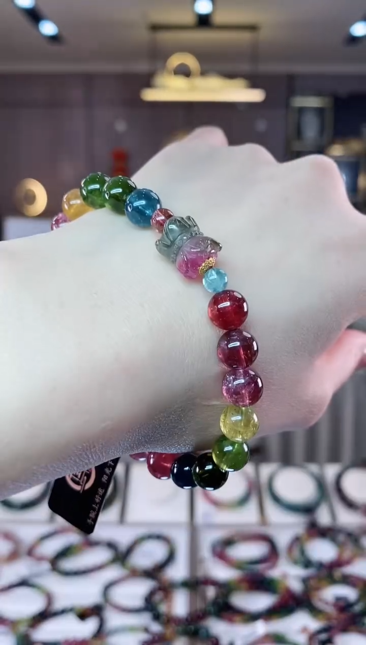 【闪购商品】碧玺单圈手串8mm+未镶嵌一物一证dan