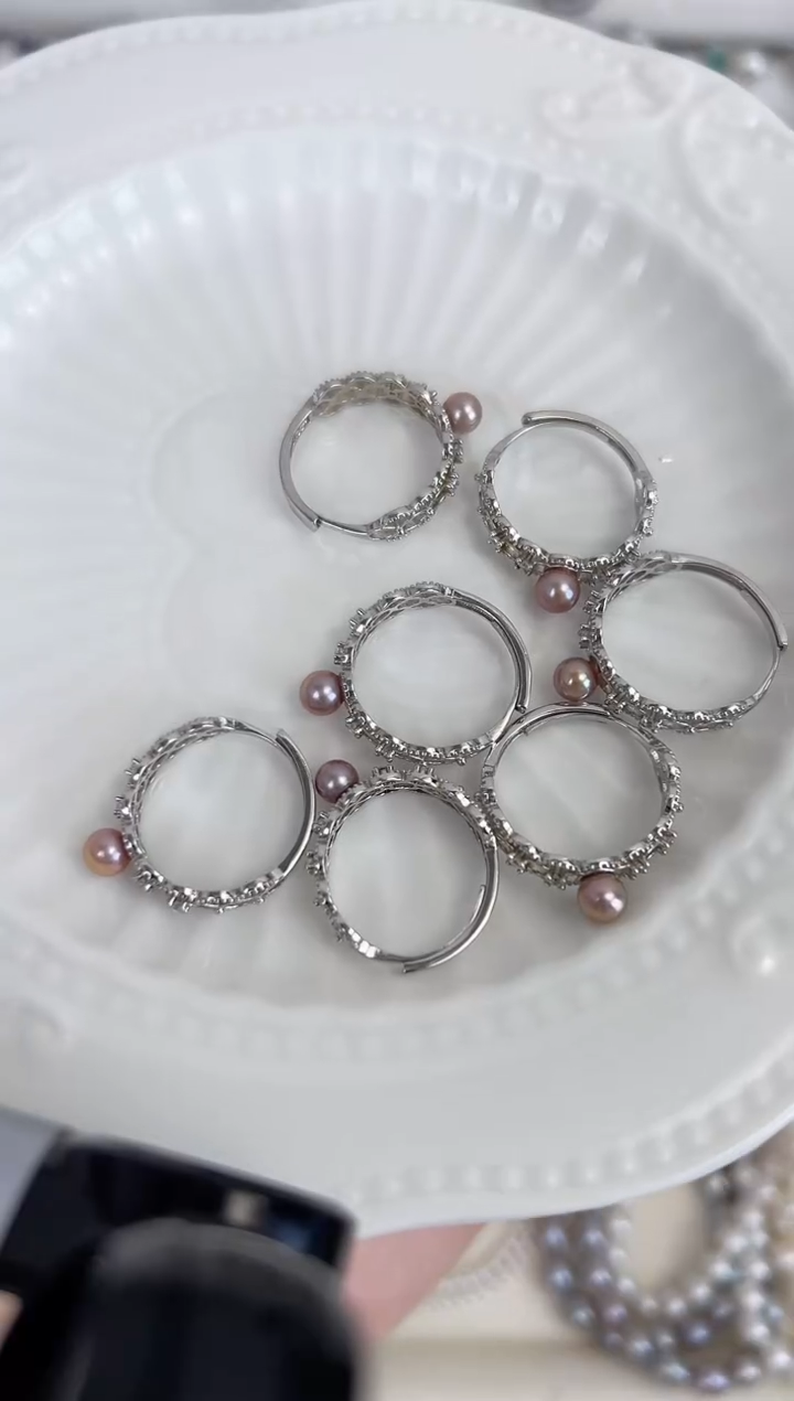 【闪购商品】淡水珍珠戒指银S925镶嵌a01