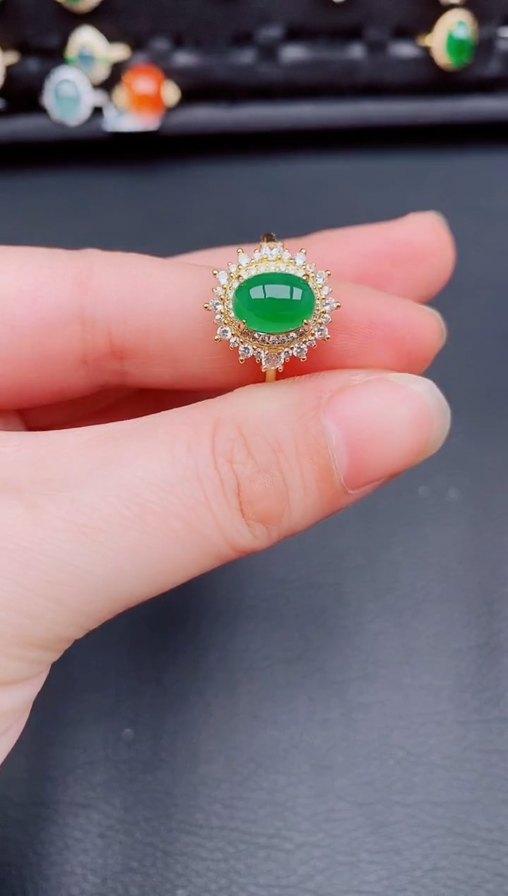 【闪购商品】翡翠戒指银S925镶嵌天然a货翡翠151