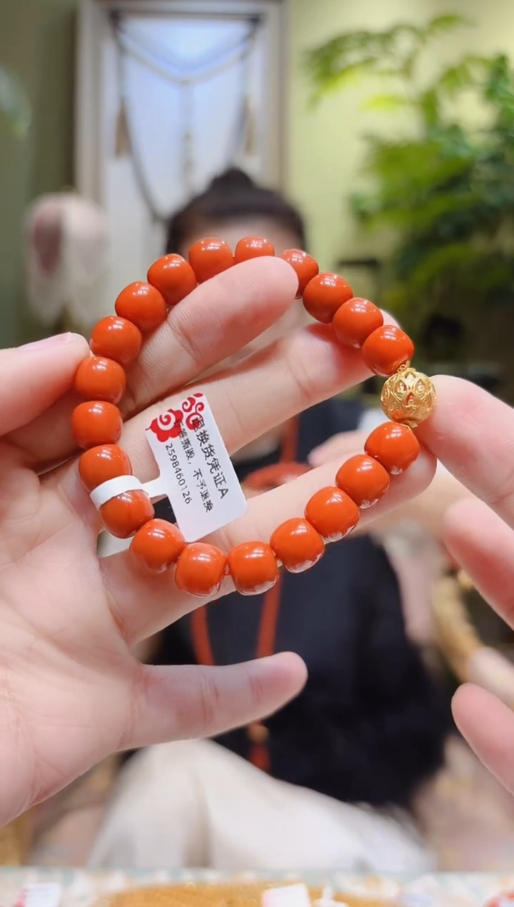 【闪购商品】南红玛瑙手串18K金镶嵌万佛窟珠老型南红手串