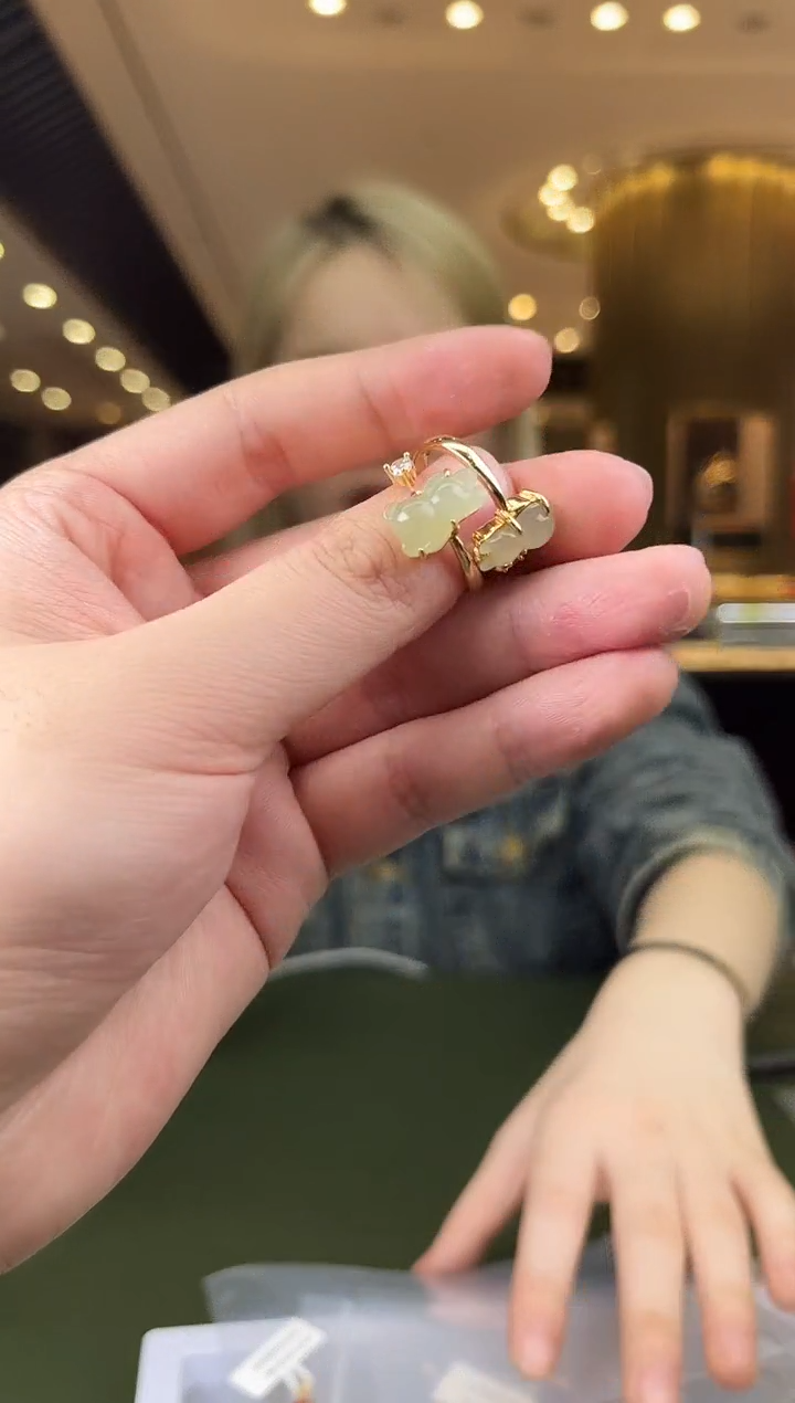 【闪购商品】和田玉戒指银S925镶嵌SH2049 多样性发其一