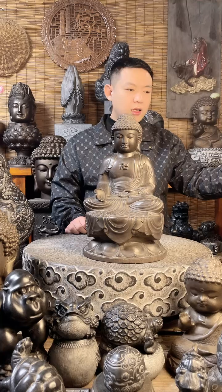 【闪购商品】40坐佛如来天然青石雕刻