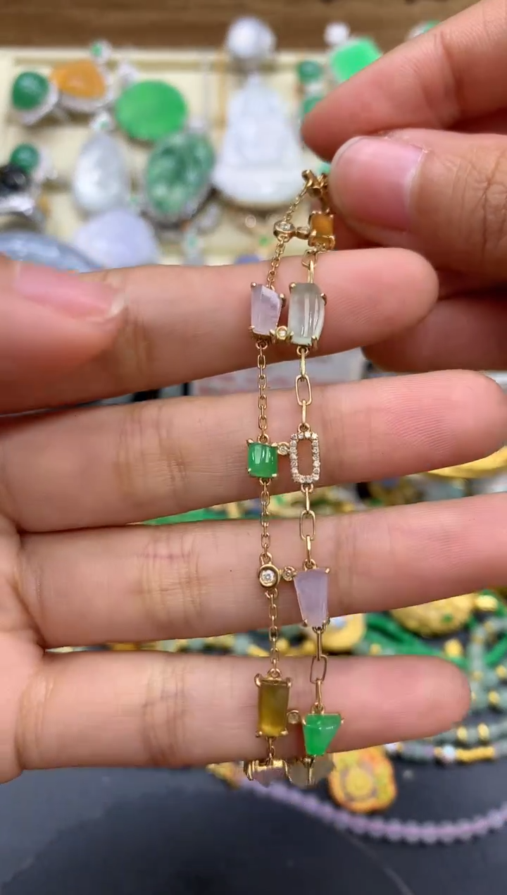 【闪购商品】翡翠手链18K金镶嵌413-中国好珍宝