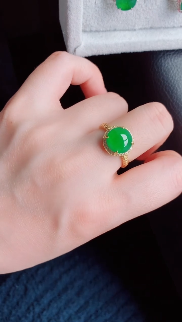 【闪购商品】翡翠戒指银S925镶嵌天然a货翡翠453