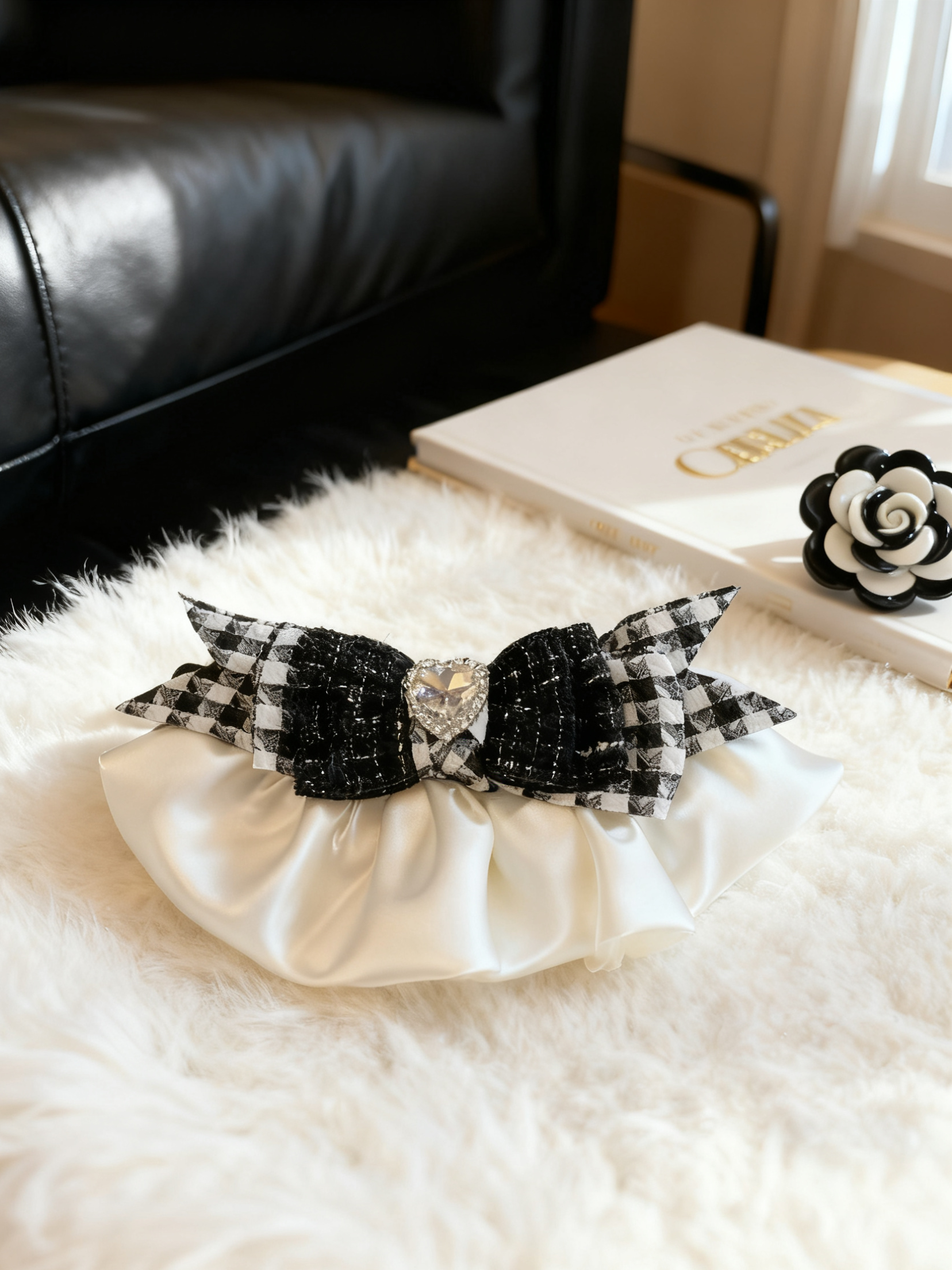 【手作Z4】黑色小香风蝴蝶结裙摆香蕉夹韩系气质千金风