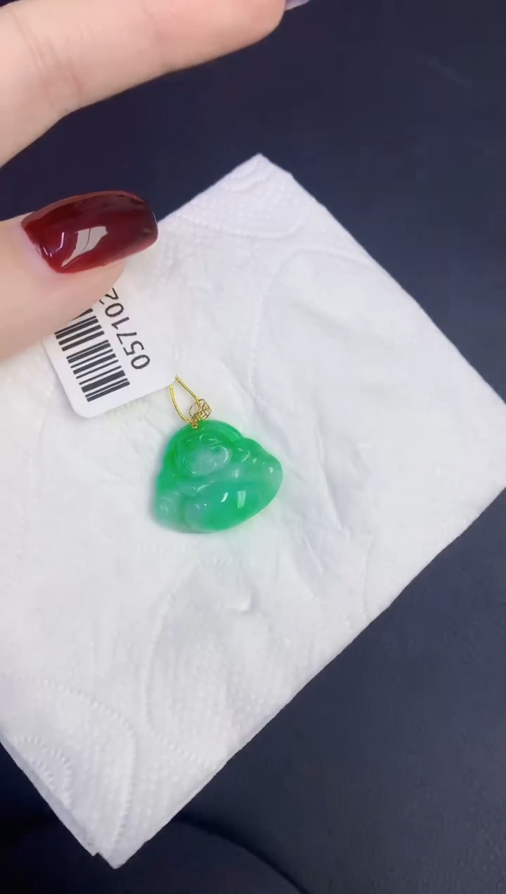 颈饰18K金镶嵌翡翠缅甸天然翡翠a货