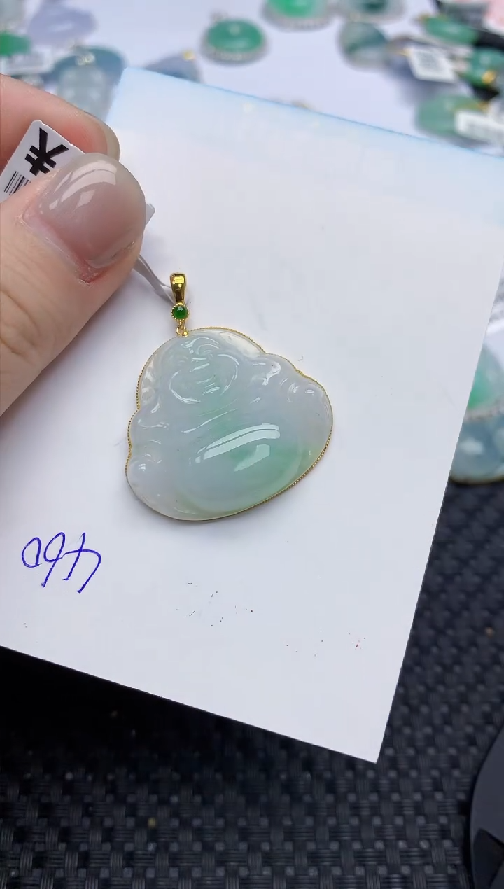 【闪购商品】翡翠颈饰18K金镶嵌天然翡翠A货