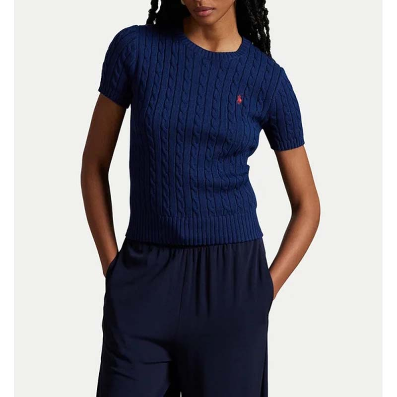 未使用 Ralph Lauren/拉夫劳伦 绞花针织圆领短袖T恤211965761001