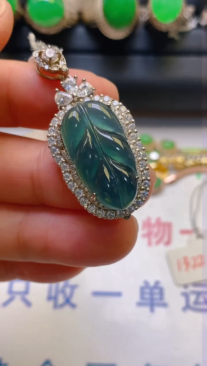 【闪购商品】翡翠耳饰银S925镶嵌天然A货翡翠1