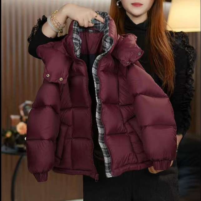 现货2025新款冬季黑格加厚保暖亲子装童装韩版泡芙休闲羽绒服儿童