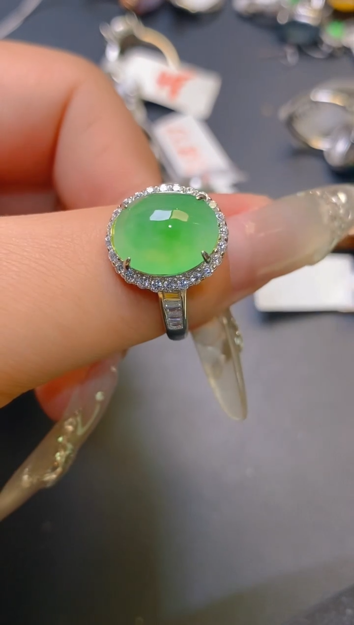 【闪购商品】翡翠耳饰银S925镶嵌天然A货翡翠1