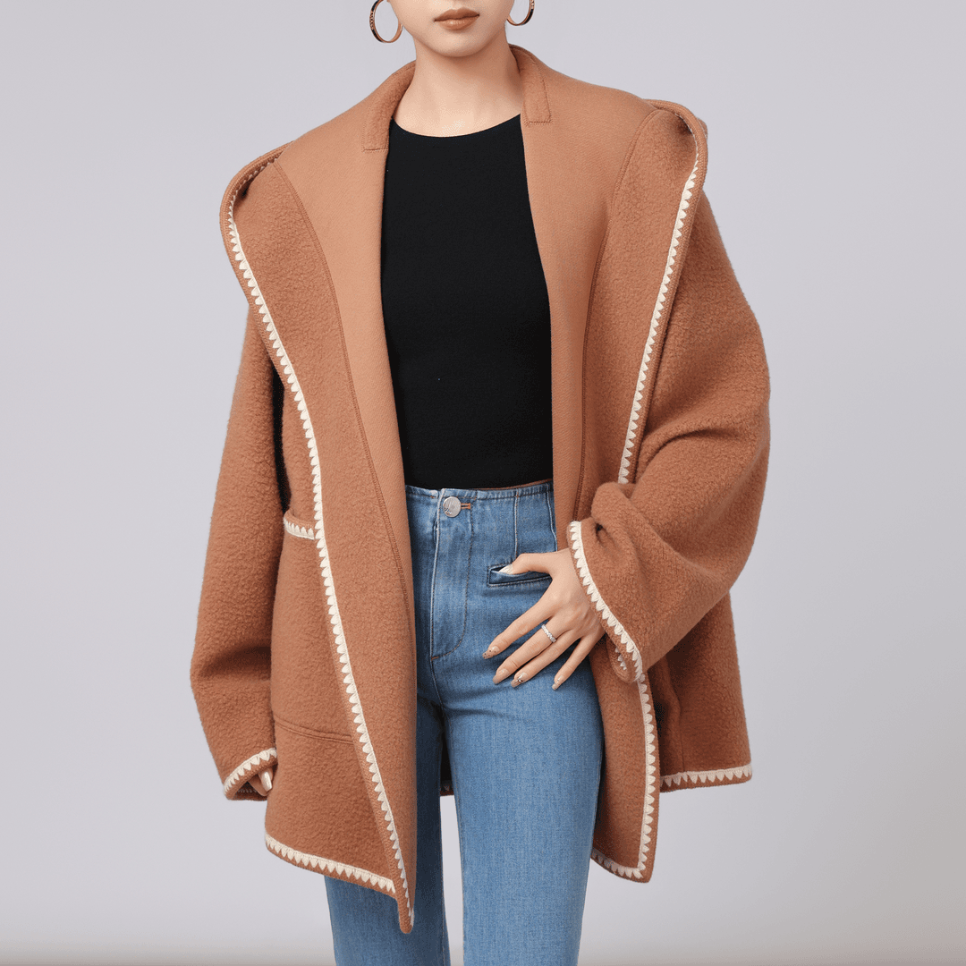 AMASS/阿玛施 新款连帽大衣雅丹风秋冬廓形外套大衣百搭 5400859