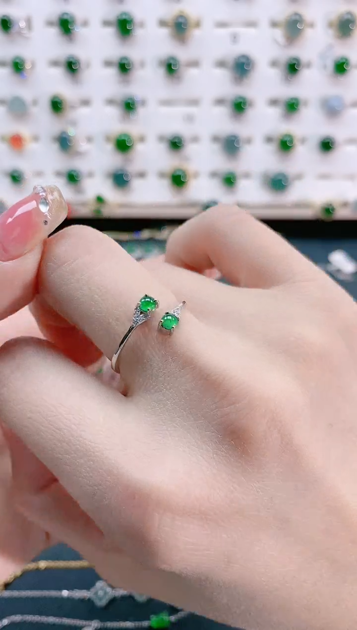 【闪购商品】翡翠戒指银S925镶嵌天然翡翠