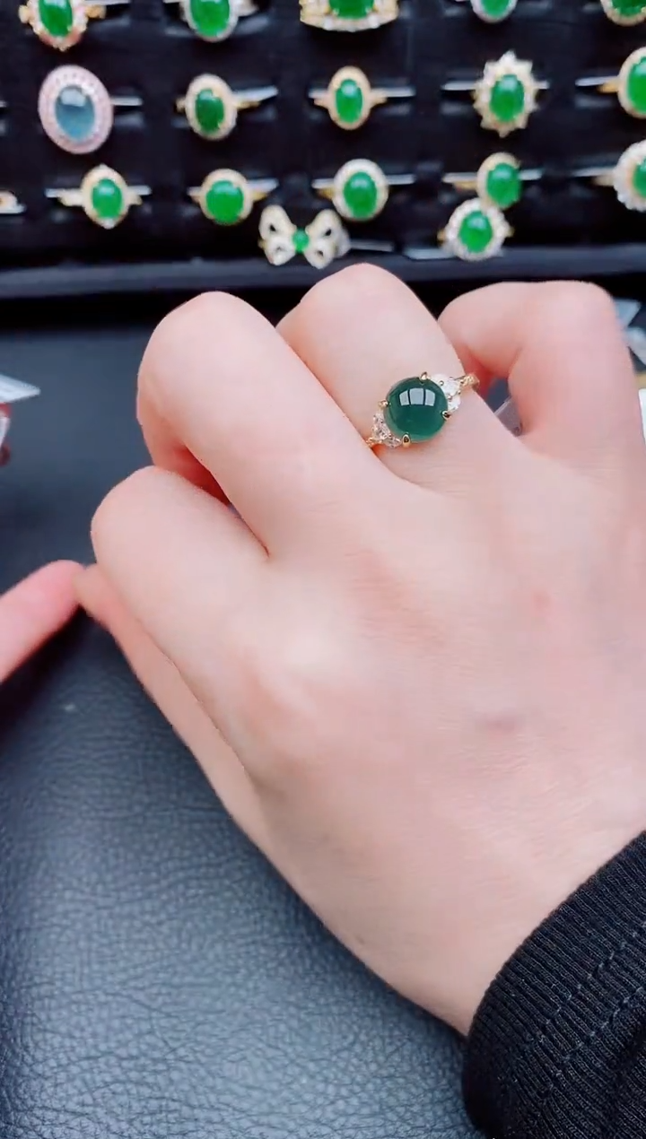 【闪购商品】翡翠戒指银S925镶嵌天然a货翡翠3