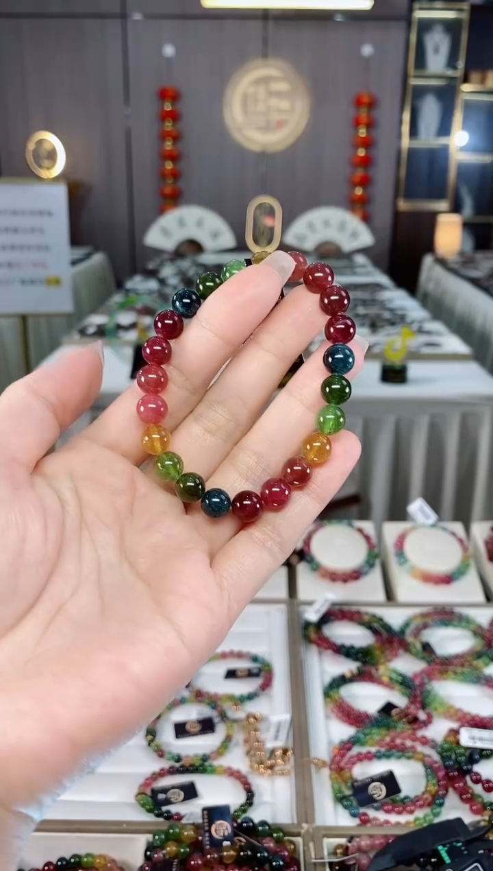 收藏级老矿碧玺单圈手串8mm+未镶嵌碧玺hon多样性发货一条