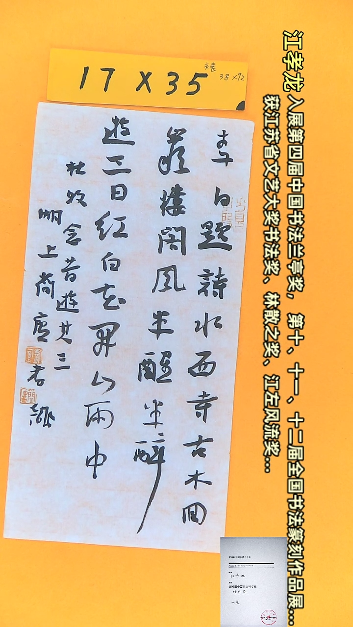 【闪购商品】书法江孝龙作品17*35 念惜游其三