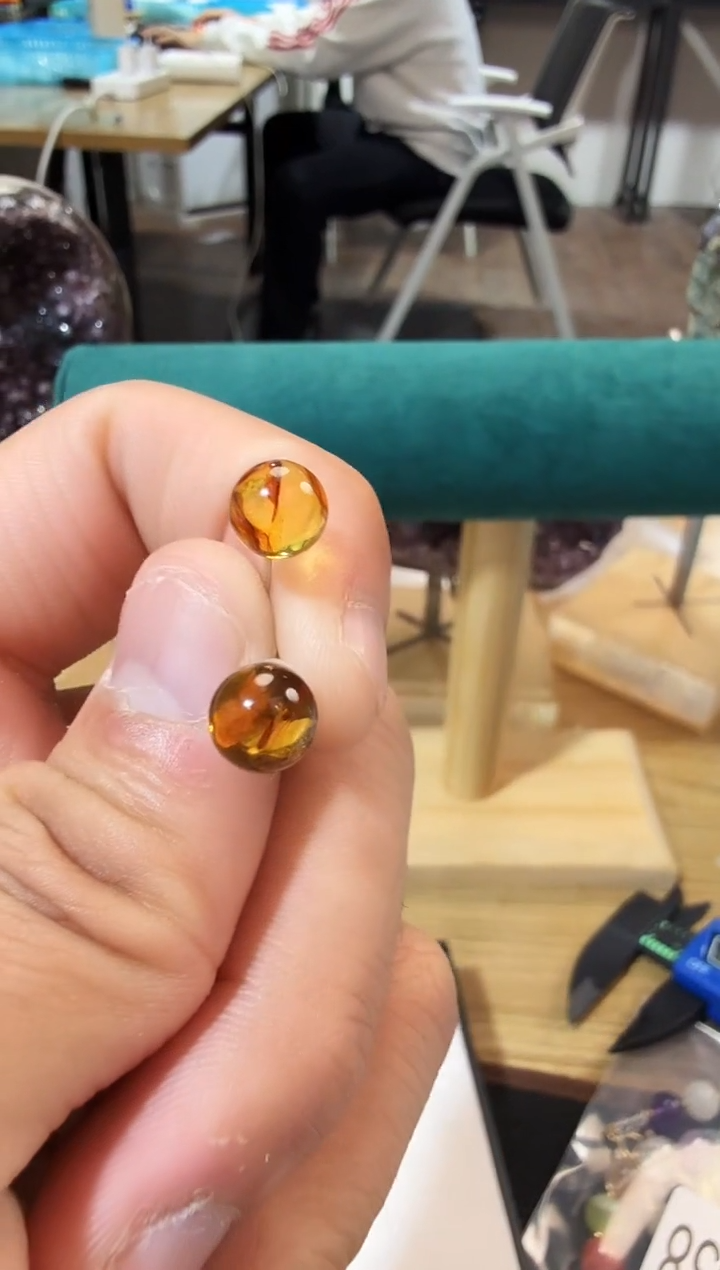 琥珀未镶嵌耳饰晶1224