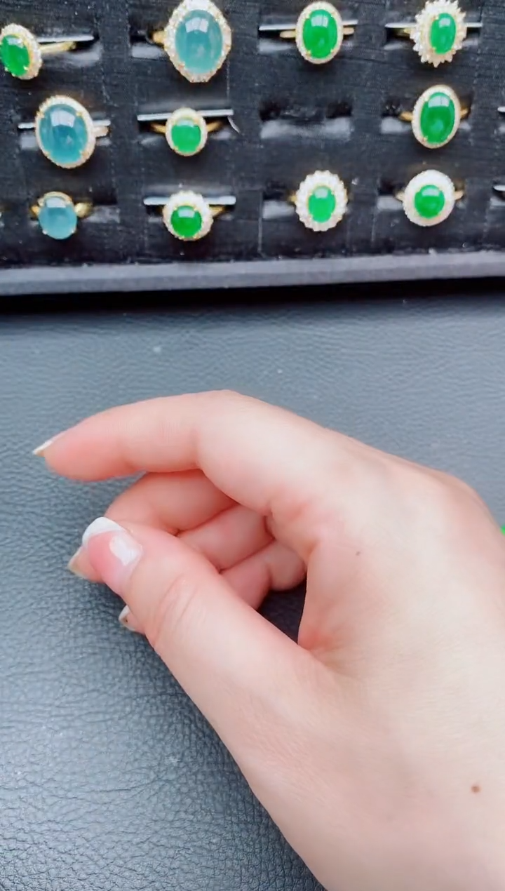 翡翠戒指银S925镶嵌天然a货翡翠59