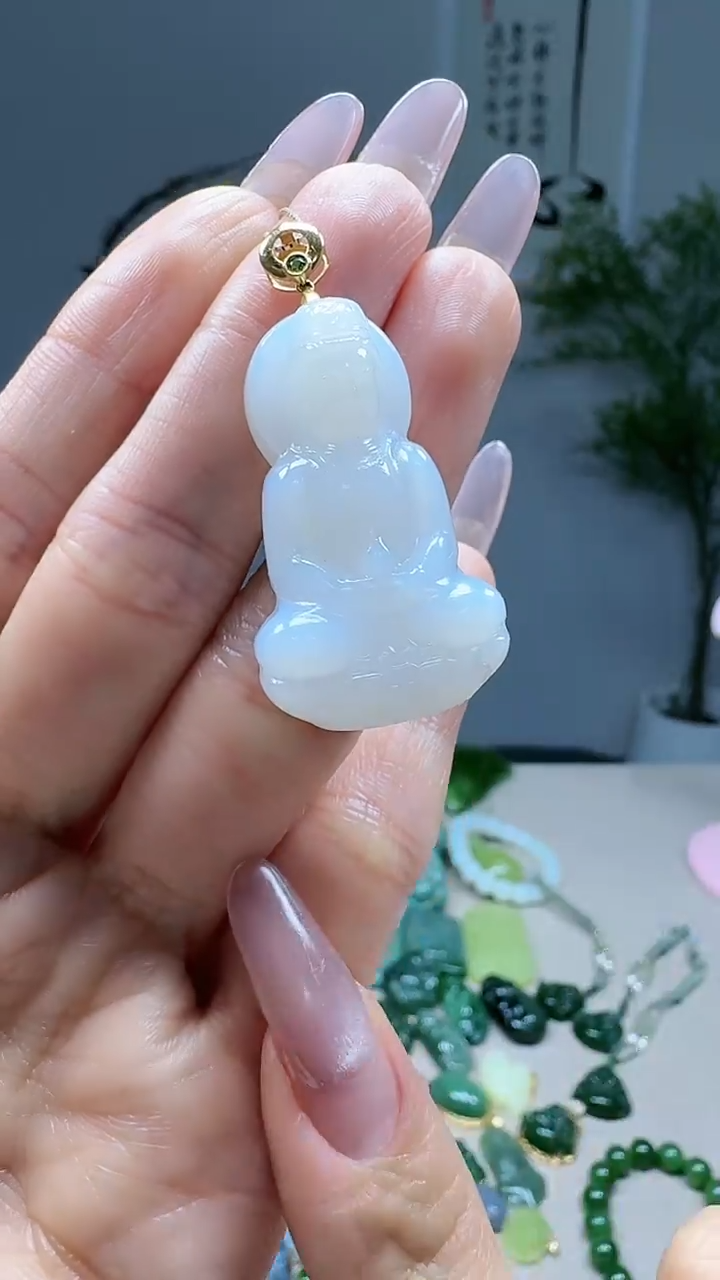 吊坠(不含链)18K金镶嵌和田玉1