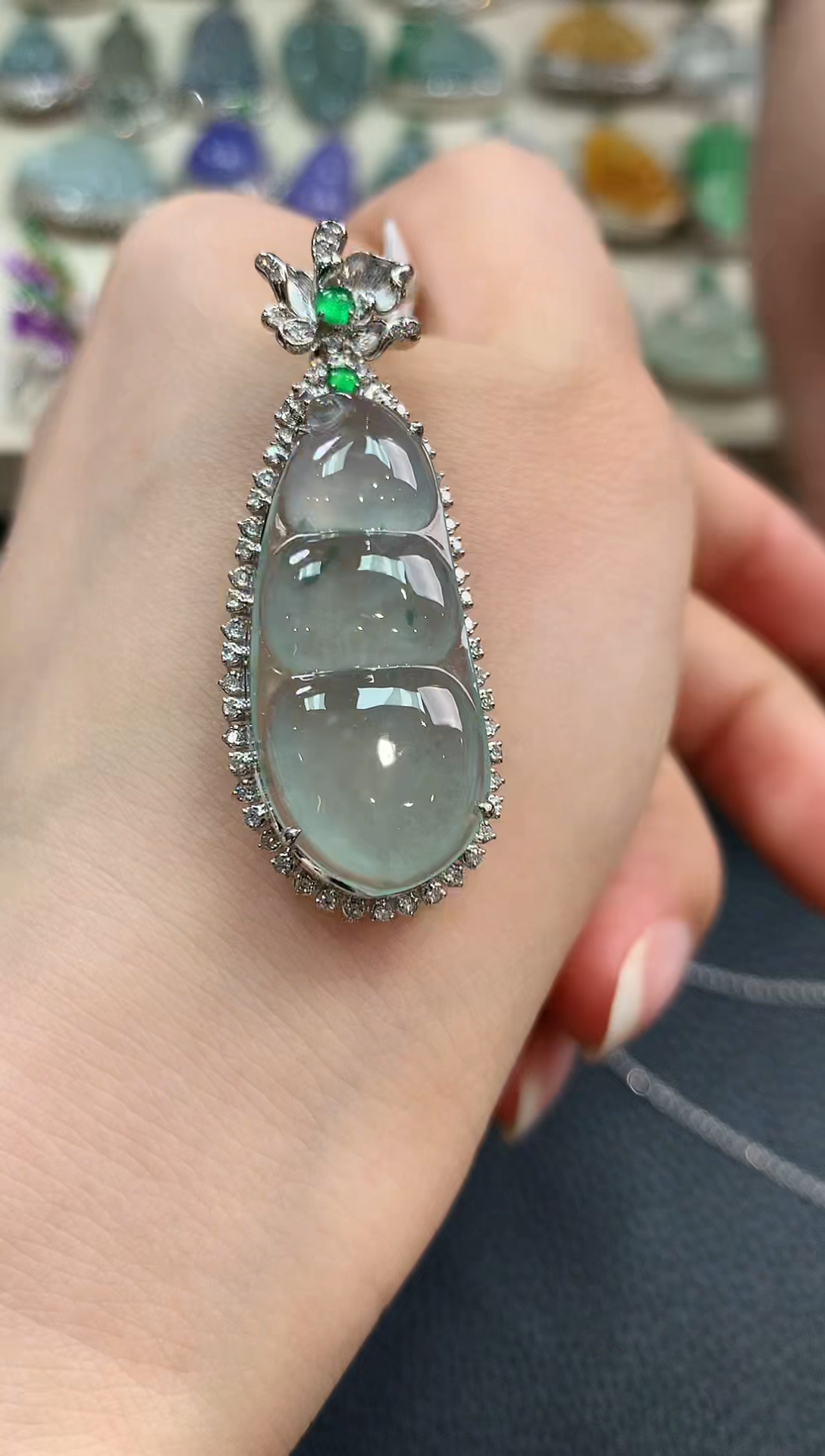 【闪购商品】翡翠吊坠(不含链)18K金镶嵌n12    