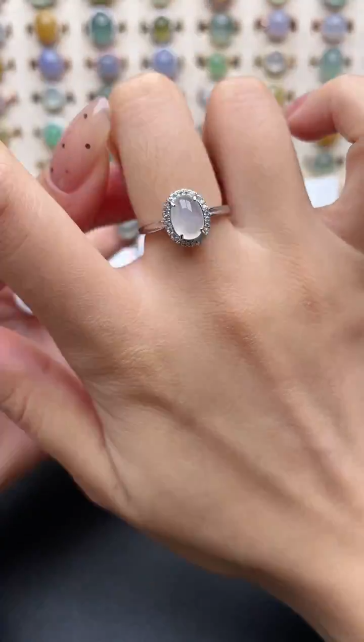 【闪购商品】翡翠戒指银S925镶嵌一物一证一礼盒