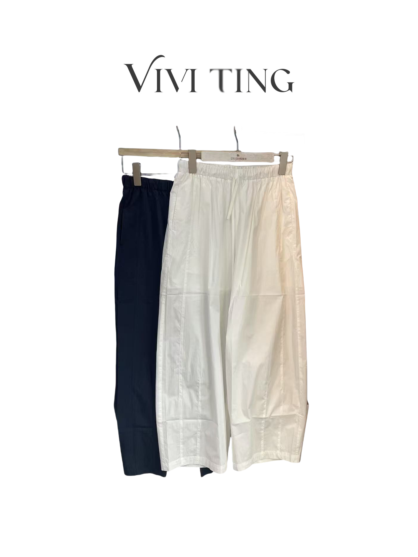 【VIVI·TING】婷姐推荐夏季新款松紧腰抽绳显瘦百搭九分休闲裤k607