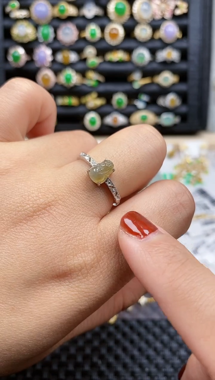 银S925镶嵌戒指翡翠172