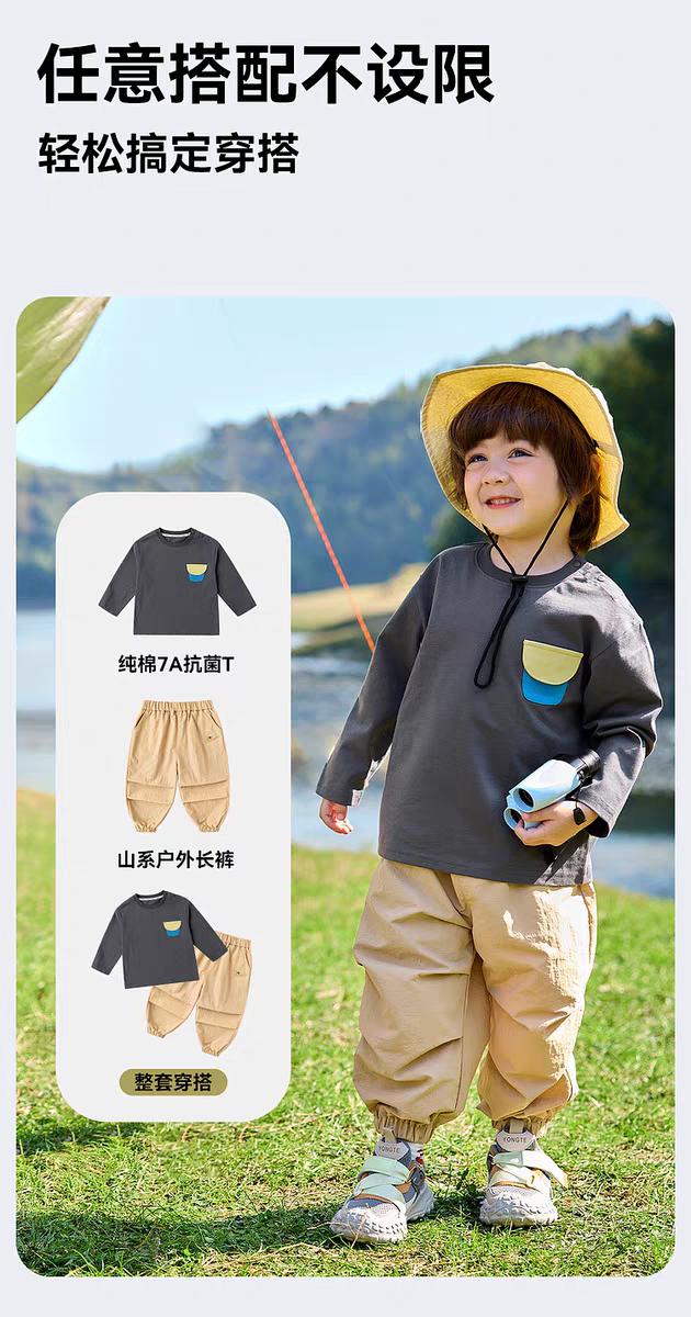 B703 【四级防水】儿童工装裤春装男童裤子春季女童露营裤童装潮