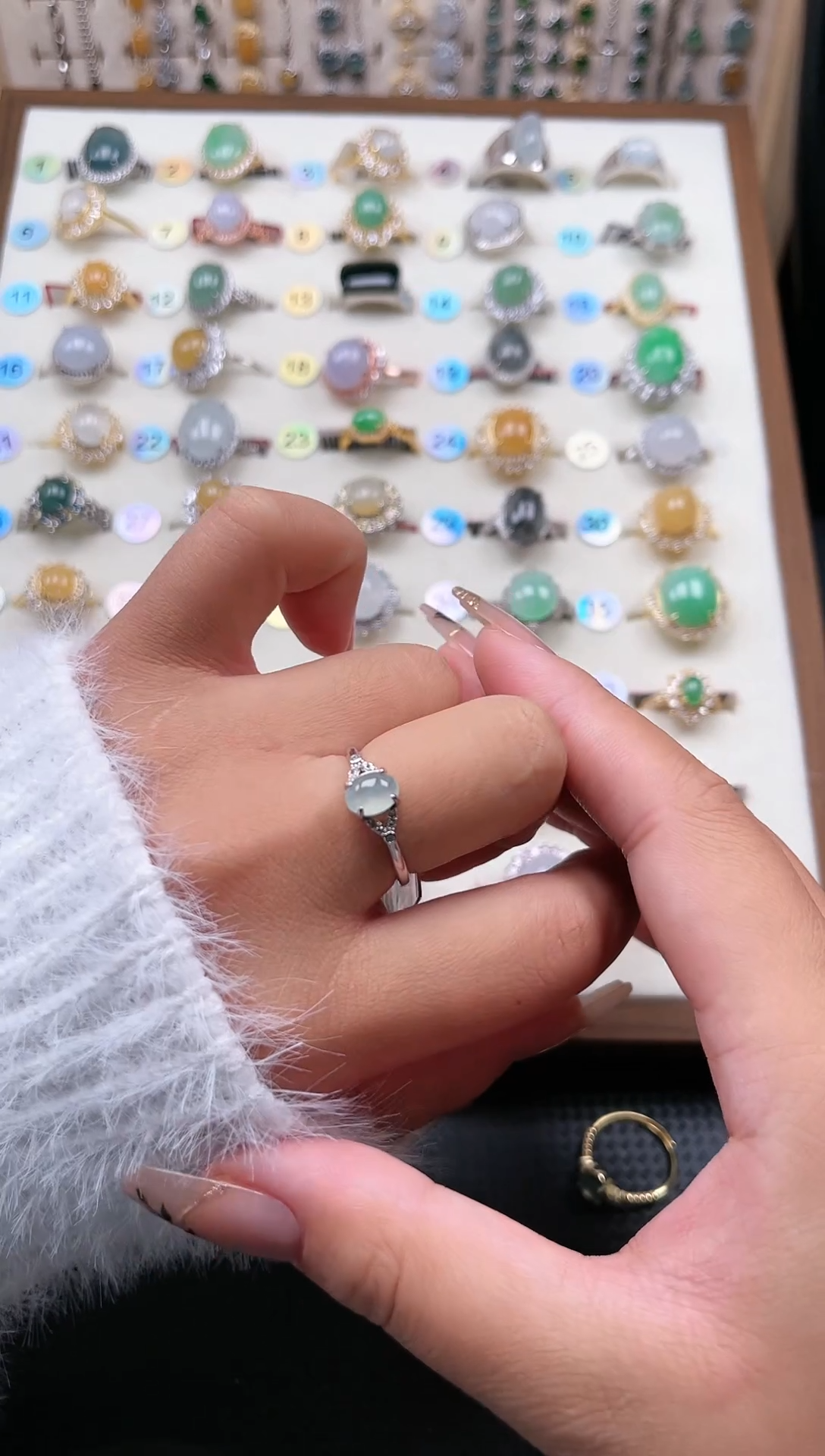 【闪购商品】翡翠戒指银S925镶嵌天然A货翡翠戒指