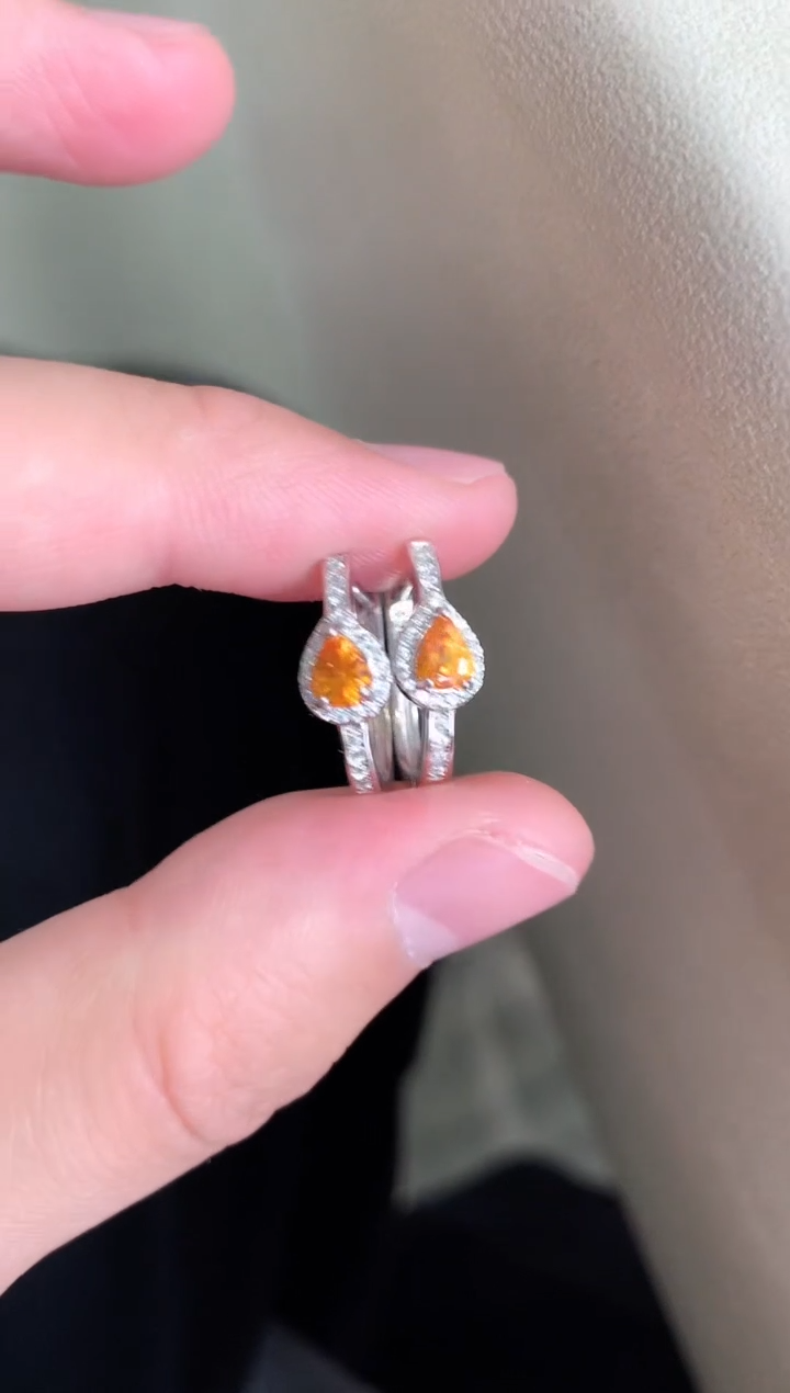 【闪购商品】石榴石（芬达石）耳饰银S925镶嵌耳饰