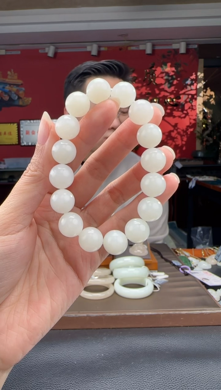 未镶嵌手链和田玉白玉单圈手串