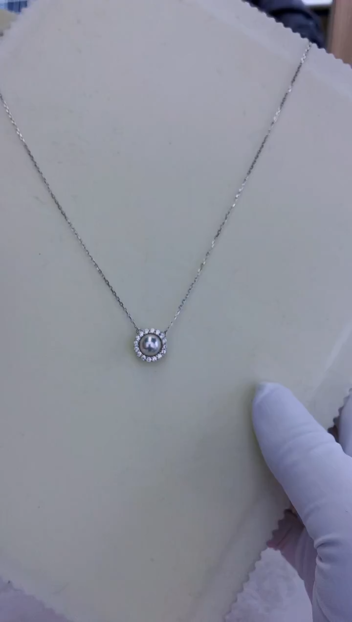 银S925镶嵌饰品海水珍珠7-8太阳花套链