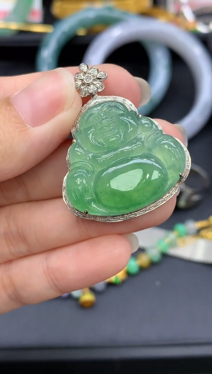 颈饰18K金镶嵌翡翠493-中国好珍宝