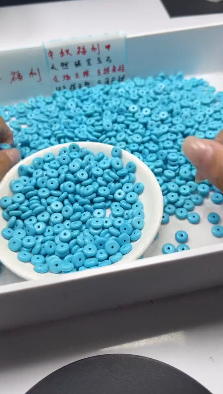 未镶嵌颈饰玛瑙/玉髓W2042高瓷蓝*松算盘8*3mm*20颗
