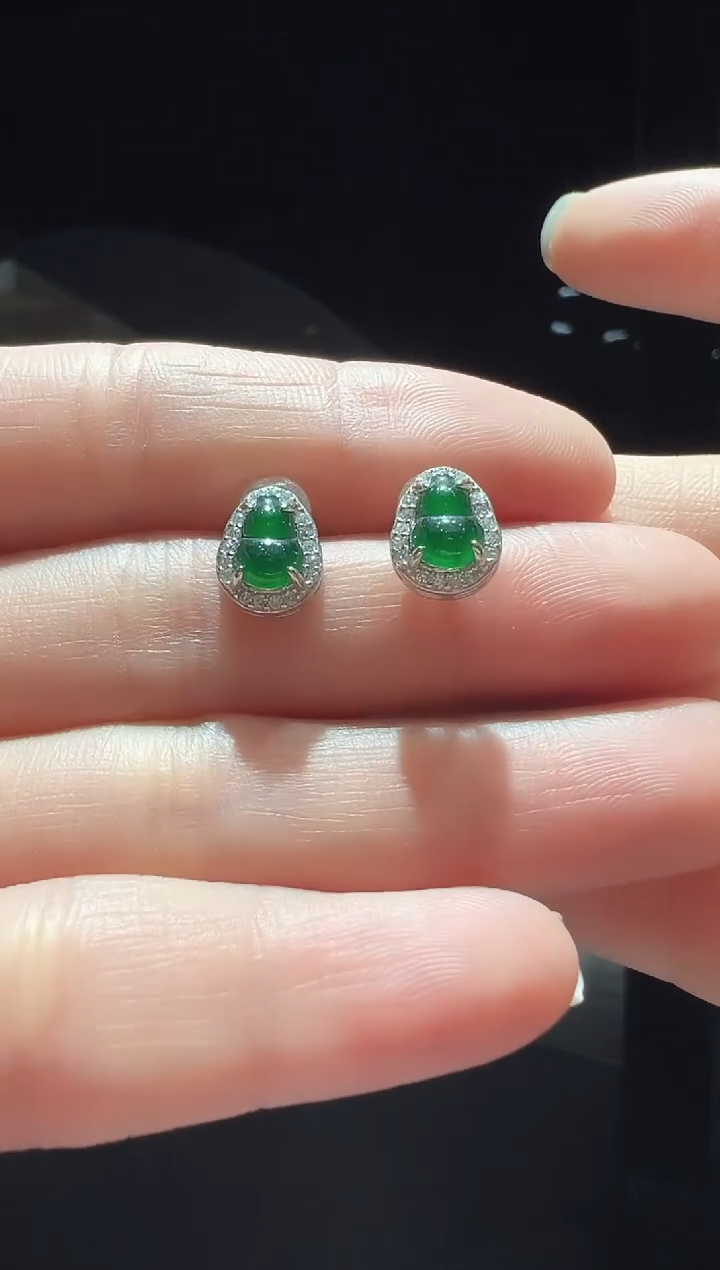 【闪购商品】翡翠耳饰银S925镶嵌57】