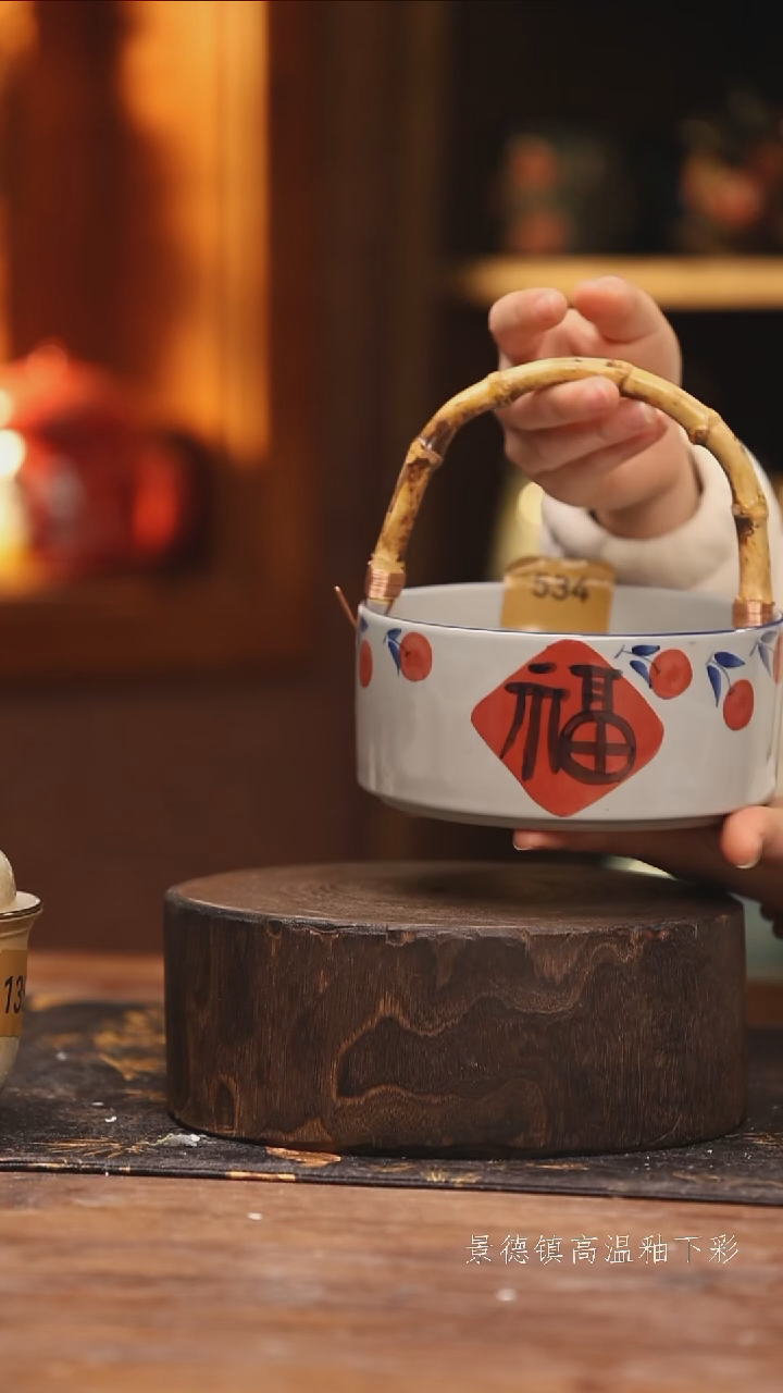 陶瓷景德镇高温釉下手绘陶瓷@L534@