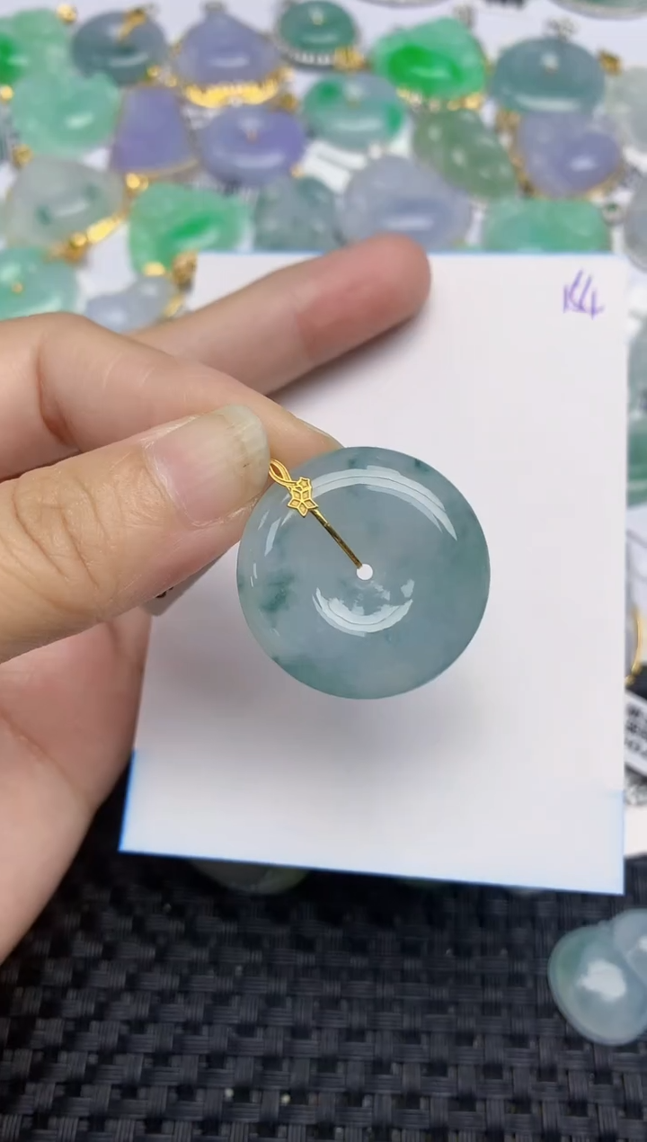 翡翠18K金镶嵌颈饰天然A货翡翠 154